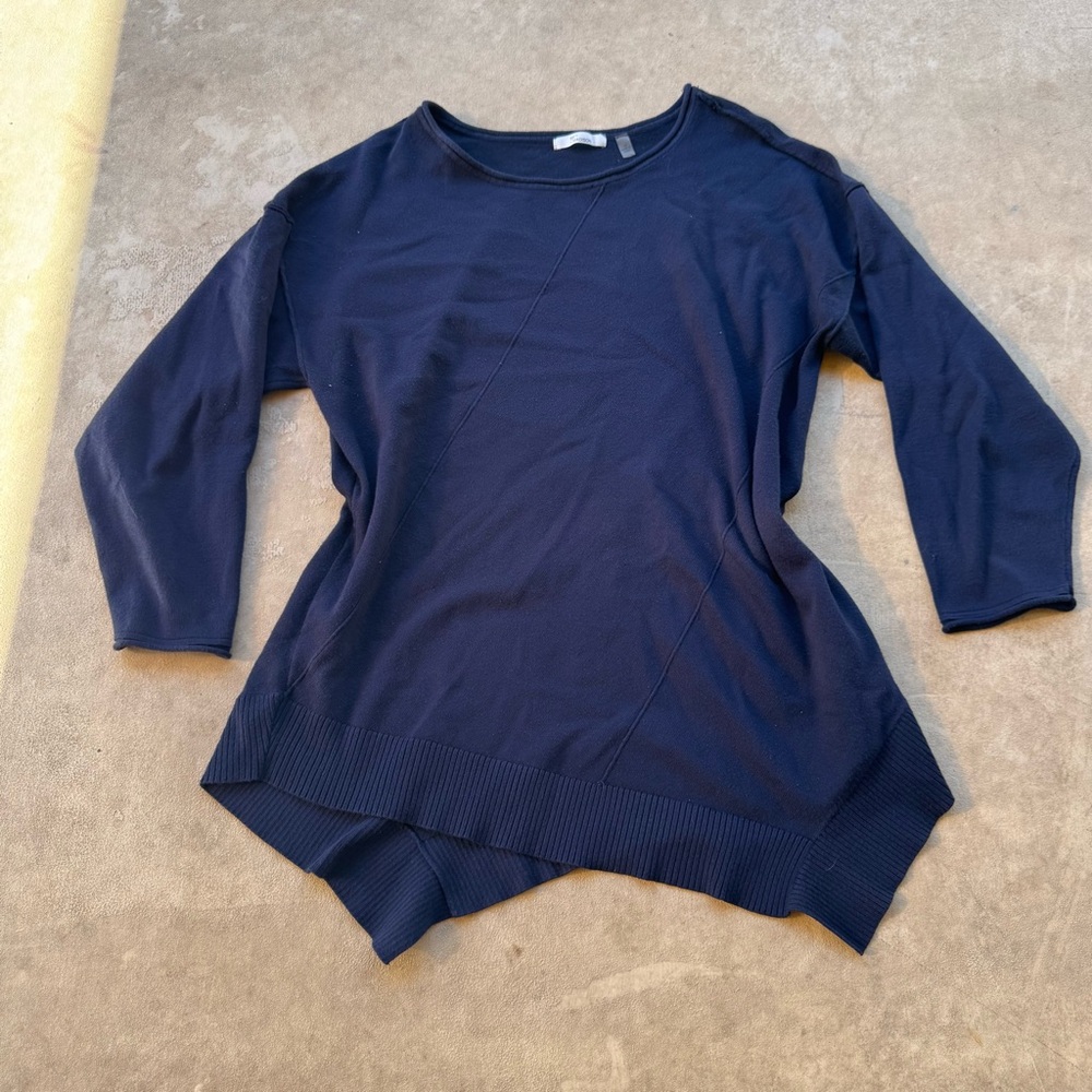 Women's Navy Asymmetric Pullover Top